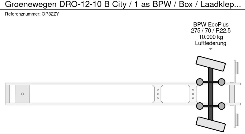 Semirremolque caja cerrada Groenewegen DRO-12-10 B City / 1 as BPW / Box / Laadklep 2000 kg / APK TUV 07-25: foto 17